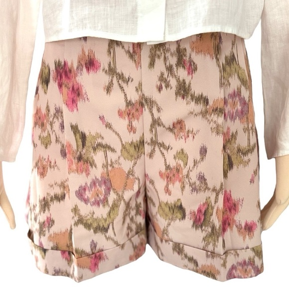 Rebecca Taylor Gloria Fleur Hollywood High-Waist Pleated Floral Print Shorts NEW - Picture 13 of 14